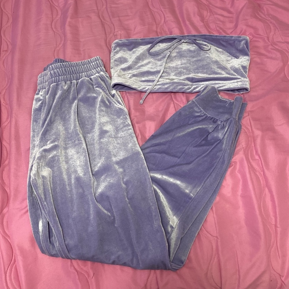 Strapless velvet two piece set